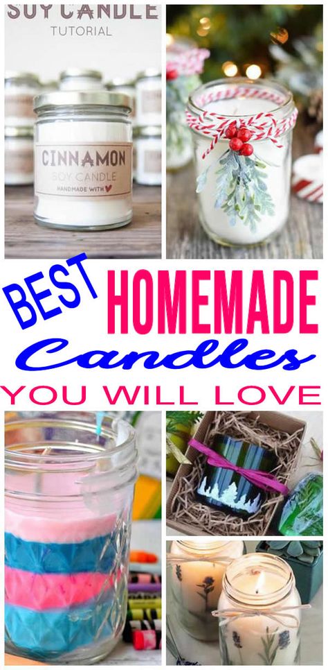 LIGHT UP your life with beautiful homemade DIY candles! BEST candle ideas you can learn how to make at home. EASY and simple candle recipes - in mason jars, with crayons, scented candles, with essential oils, soy, melt and pour, unique and creative designs. No need to buy store bought candles make your own natural and non toxic candles. Keep for yourself, make candles to sell, give candles as gifts for birthday or Christmas. Great DIY craft projects for Fall, Winter or anytime of year! Diy Candles At Home, Birthday Candles Diy, Homemade Candle Recipes, Candle Recipes, Candle Scents Recipes, Expensive Candles, Smelling Candles, Simple Candle, Homemade Candle