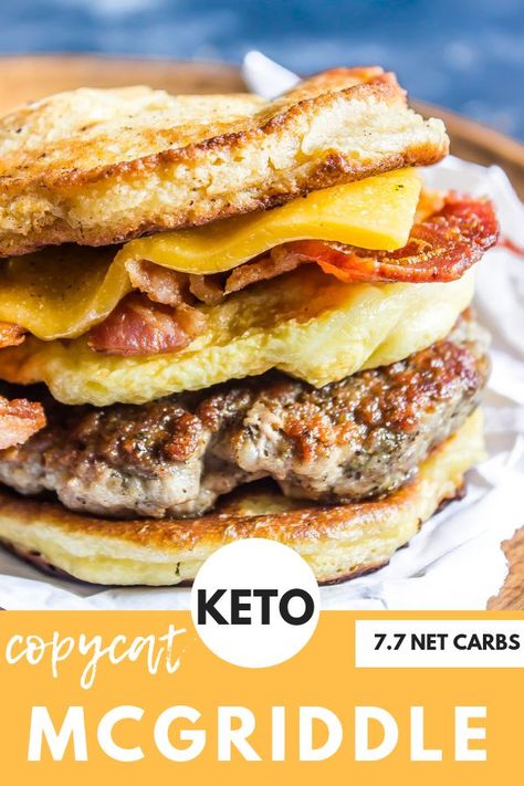 Keto Copycat McGriddle Keto Breakfast Sandwich, Best Keto Breakfast, Desayuno Keto, Low Carb Diets, Diet Breakfast Recipes, Recetas Keto, Low Carb Breakfast Recipes, Keto Diet Menu, Keto Meal Prep