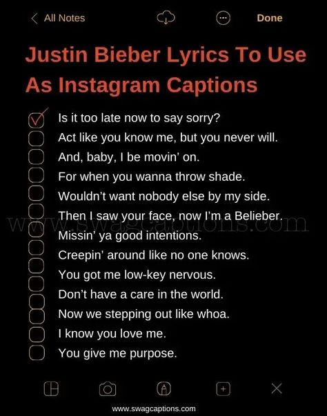 Justin Bieber Lyrics To Use As Instagram Captions In 2023 Justin Bieber Quotes Lyrics, Song Lyrics Captions For Instagram, Justin Bieber Song Lyrics, Instagram Captions Songs, Song Lyrics Captions, Sorry Lyrics, 23 Bday, Lyrics Captions, Justin Bieber Quotes