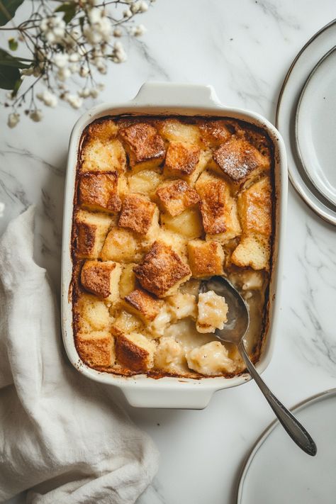 Bread Pudding Recipe Creme Brulee Bread Pudding, Cornbread Bread Pudding, Baguette Bread Pudding, Lemon Bread Pudding Recipe, Biscuit Bread Pudding, Lemon Bread Pudding, Custard Bread Pudding, Cheesy Potatoes Recipe, Baked Dessert