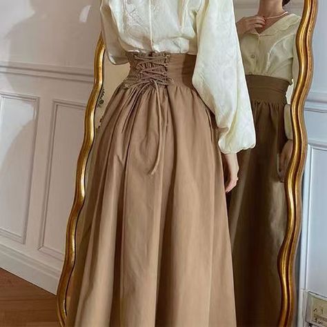 Long Light Brown Skirt, Fair Core, Academia Skirt, Harajuku Skirt, Winter Dark, Long Skirt Summer, Vintage Maxi Skirt, Fluffy Skirt, Estilo Real