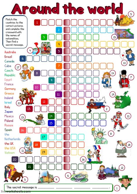 Activity for the second theoretical basis about nationalities. Do the crossword. // Actividad para la segunda base teórica sobre nacionalidades. Haz el crucigrama. English Exercises, Learning Worksheets, 1st Grade Worksheets, English Activities, English As A Second Language (esl), Vocabulary Worksheets, English As A Second Language, Speak English, Esl Worksheets