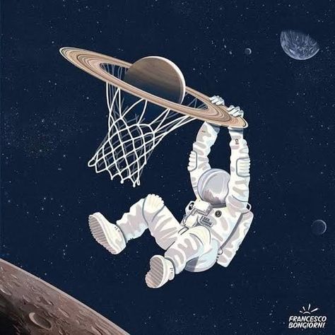 Astronaut Basketball Tattoo, Space Jam Art, Jamming Aesthetic, Basketball Ideas, Rock Games, Toucan Art, Space Themed Room, Rug Hooking Designs, Space Illustration