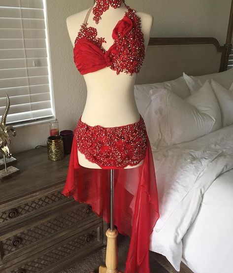 Beautiful red costume Red Dance Costumes, Contemporary Dance Outfits, Solo Dance Costumes, Pretty Dance Costumes, Cute Dance Costumes, Circus Outfits, Contemporary Dance Costumes, Custom Dance Costumes, Dance Attire