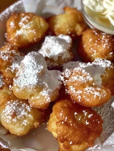 Funnel Cake Bites Recipe, Cake Bites Recipe, Funnel Cake Bites, Lush Recipes, Dole Whip Recipe, America Cake, Funnel Cake Recipe, Martha Stewart Recipes, Delicious Family Meals