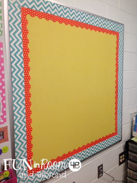 Fun in Room 4B: Making Bulletin Board Fabric Work {A Bright Idea} Bulletin Board Borders Layered, Softboard Borders Ideas, Bulletin Board Fabric, Door Bulletin Boards, Kindergarten Bulletin Boards, Fabric Bulletin Board, Work Bulletin Boards, Church Bulletin Boards, Library Bulletin Boards