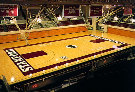 Maples Pavilion is home to both the men’s and women’s basketball and volleyball teams at Stanford University in California. Stanford basketball is among the nation’s elite programs, with eight straight NCAA tournament appearances, and appearances in the Final Four, the Elite Eight and the Sweet Sixteen. All products used were part of the Bona Sport System. Stanford Basketball, Stanford California, Basketball And Volleyball, Nba Arenas, Volleyball Teams, College Goals, Dream College, Recreation Centers, College Study