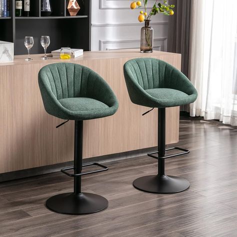 Set of 2 stylish breakfast barstools with adjustable height perfect for kitchen island and bar. Your sure to recieve compliments with this stool in your home. Kitchen Counter Chairs, Chairs For Kitchen Island, Breakfast Chairs, Breakfast Bar Chairs, Stools For Kitchen, Fabric Bar Stool, Contemporary Stools, Bar Stools Kitchen Island, Stools For Kitchen Island