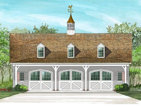 063G-0002: 3-Car Garage Apartment Plan with Country Flair Garage Apartment Plan, Carriage House Garage, Carriage House Plans, Garage Apartment Plans, Country Farmhouse Style, Garage Apartments, Garage House Plans, Garage Plan, Garage Apartment