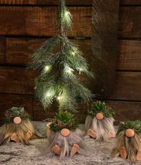 Gnome Planters - Etsy Canada Gnome Planter, Plaster Crafts, Gnomes Diy, Christmas Wood Crafts, Faux Succulents, Diy Planters, Faux Plants, Christmas Wood, Clay Pots