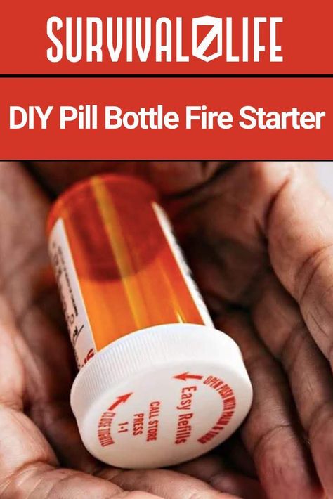 💊 A pill bottle fire starter is a versatile tool that works great in a survival situation when other fire starting methods aren’t available. 💉 #survivaltips #survivalgear #survivaltools #DIY Diy Pill Bottle, Fire Starters Diy, Fire Starter Kit, Pill Bottle, How To Make Fire, A Pill, Pill Bottles, Fire Starter, Survival Life