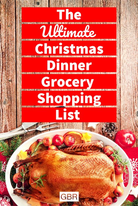 Christmas dinner grocery shopping can sometimes take a few trips. We've compiled a checklist, so you only have to make one, stress-free trip this year! #christmasdinner #ShoppingList Christmas Dinner Shopping List, Cheap Paleo Meals, Cheap Vegetarian Meals, Inexpensive Dinner Recipes, Easy Cheap Dinner Recipes, Christmas Dinner Ideas, Inexpensive Dinners, Food Shopping List, Easy Cheap Dinners