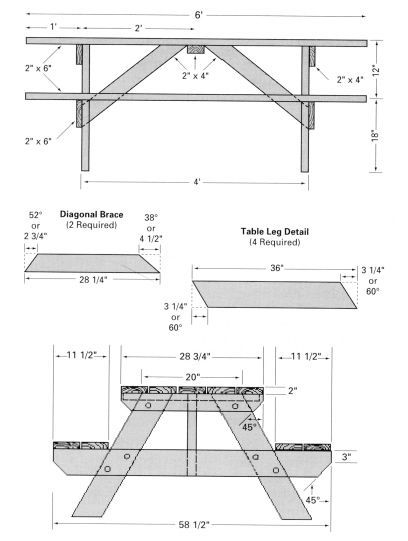 free blueprints for picnic tables | Free picnic table woodworking plans - Classic Style » Woodwork City: Picnic Table Woodworking Plans, Bookcase Plans, Diy Picnic Table, Outdoors Ideas, Picnic Table Plans, Table Woodworking, Desain Lanskap, Picnic Tables, Woodworking Table