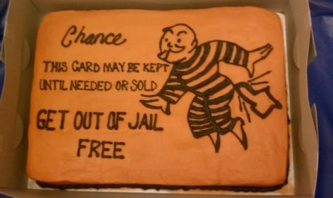 get out of jail cake Off Parole Party Ideas, Prison Release Gifts, Out Of Prison Party, Prison Cake Ideas, Prison Party Theme, Out Of Jail Cake, Jail Party, Prison Party, Welcome Home Cakes