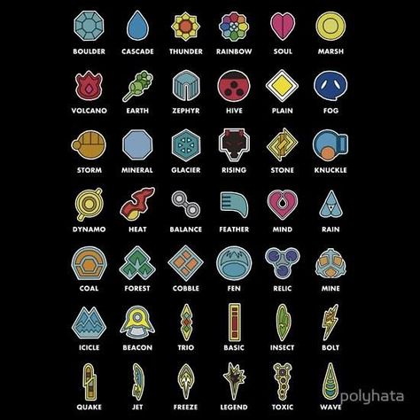 All Pokemon badges up to Black/White 2 Pokemon Gym Badges, Pokemon Badges, Gym Badges, Gijinka Pokemon, Pokemon Gym, Mega Pokemon, Gameboy Color, Ash Pokemon, Pokemon Party