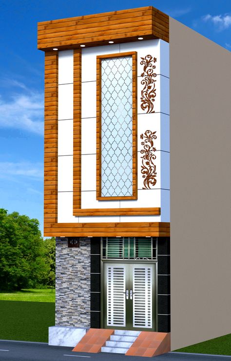 12 Feet Front Elevation Design, Acp Exterior Design For Home, Wall Elevation, Elevation House, Bord Design, Front Elevation Design, Building Front Designs, Modern Elevation, Commercial Design Exterior