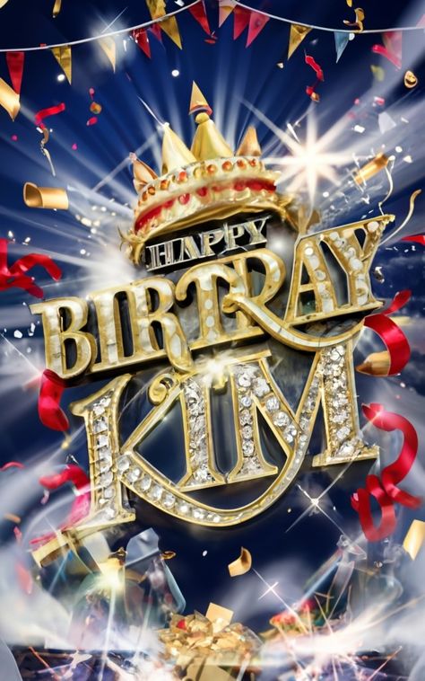 Happy Birthday Kim, Happy Birthday Iram Name, Gold Typography, Party Lights, Happy Birthday, Birthday