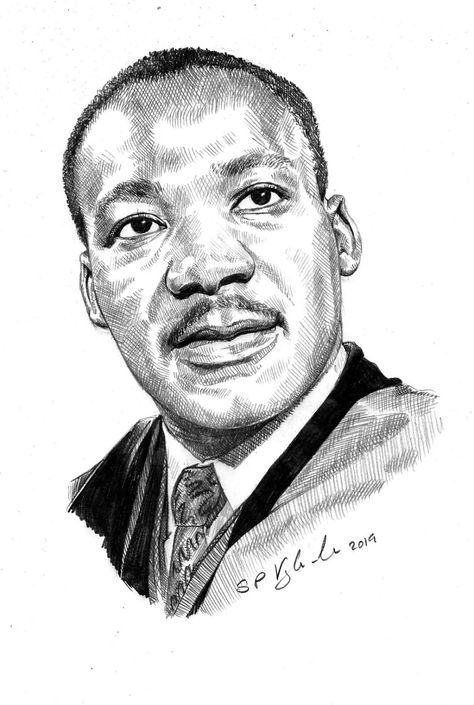 Martin Luther King Portrait, Martin Luther King Jr Tattoo, Mlk Drawing, Martin Luther King Jr Drawing, Martin Luther King Drawing, Martin Lither King, Martin Luther King Jr Art, Smaug Tattoo, Martin Luther King Art