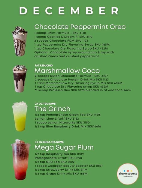 Hot Herbalife Drinks, Herbalife Mint Chocolate Shake Recipes, Shakes Herbalife, Winter Tea Recipe, Herbalife Tea Recipes, Christmas Teas, Chocolate Shake Recipe, Shakes Recipes, Herbal Life Shakes