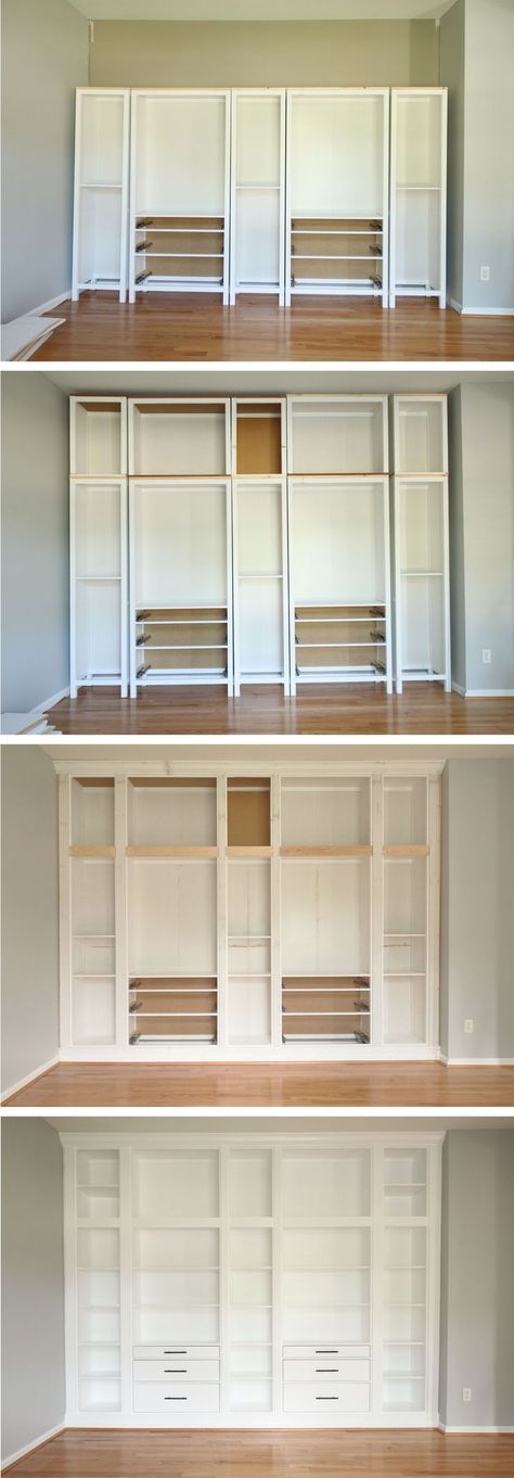 Bookcase Closet, Diy Built In, Ikea Closet, Furniture Studio, Ikea Hemnes, Diy Ikea, Built In Bookcase, Furniture Hacks, Ikea Diy