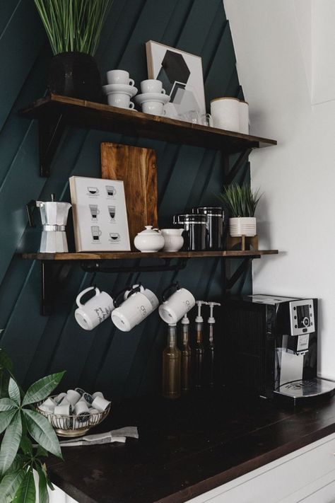 A Modern DIY Coffee Station [for the Home] - Love Create Celebrate Koffie Stations, Coffee Corner Kitchen, Kaffe Station, Diy Coffee Station, Coin Café, Coffee Bar Station, Coffee Bar Ideas, Diy Coffee Bar, Coffee Bar Design