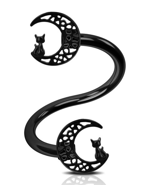 PRICES MAY VARY. STYLE:One package contains one piece black cat helix earring, gothic & unique. GAUGE:Bar thickness:16g(1.2mm); Inner Diameter:10mm. MATERIAL:316L Stainless Steel,Nickle and Lead Free,suitable for sensitive skin,light weight and comfortable. PACKAGE:Gorgeous & cute cat with moon design, give you more charming look on halloween party, also is a nice gift for your friend, family, love. GUARANTEE: 90-Day Money Back Guarantee or Exchange,We Are Engaged in Providing Best Shopping Expe Lip Rings, Helix Piercing Jewelry, Barbell Earrings, Helix Earring, Moon Cat, Labret Piercing, Skin Design, Body Jewelry Piercing, Cartilage Earring