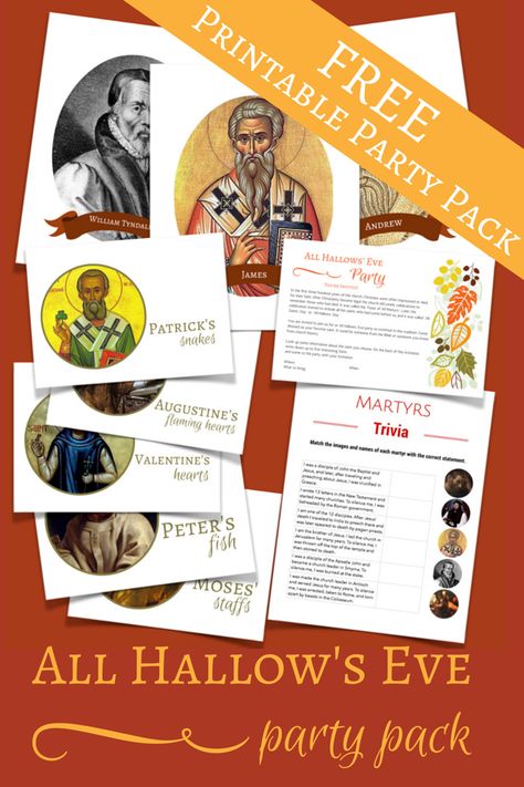 Need a Halloween alternative for your home or church party? These ideas bring All Saints' Eve to life in a fresh way! All Saints Day Printables, Catholic Halloween, Catholic Kids Crafts, Catholic Feast Days, Halloween Alternatives, Saints Game, Reformation Day, Kids Faith, Catholic Homeschool