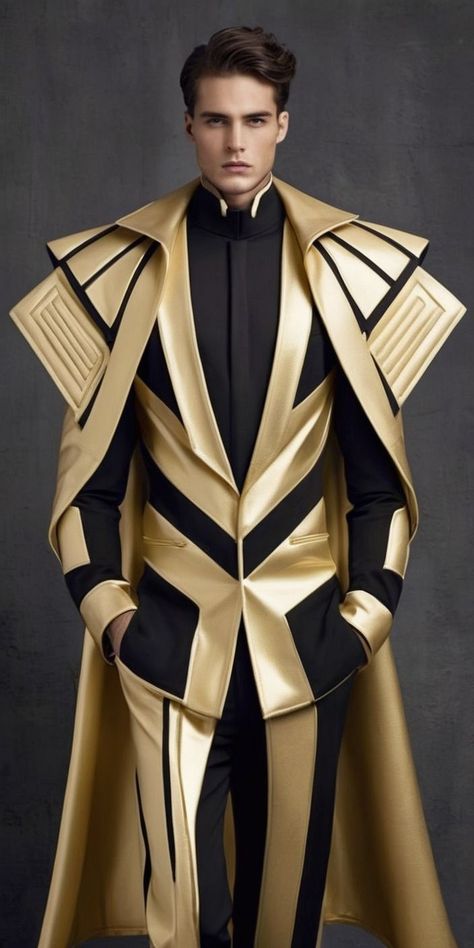 Futuristic Suits Men, Futuristic Mens Fashion, Brutalist Fashion, Futuristic Fashion Male, Smart Casual Menswear, High Fashion Men, Concept Clothing, Men Stylish Dress, Royal Outfits