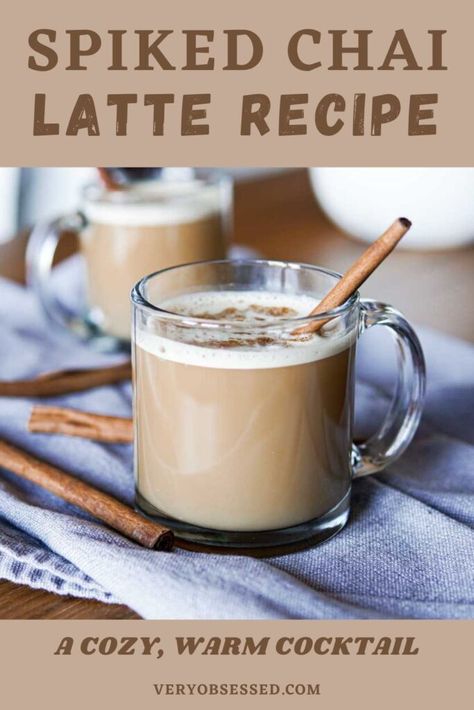 Spiked Chai Latte Recipe - Very Obsessed Vanilla Vodka Chai Tea, Spiked Chai Tea, Spiked Tea Recipe, Chai Tea Cocktail, Spiked Apple Cider Recipe, Chai Tea Bags, Hot Chai Tea, Chai Recipes, Chai Tea Latte Recipe