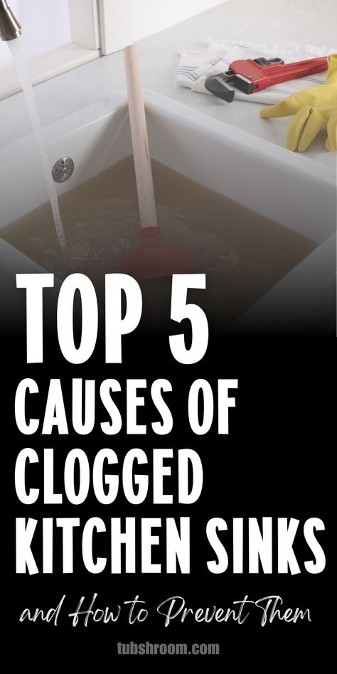 Wondering why your kitchen sink keeps getting clogged? Discover 5 causes of kitchen sink clogs, including grease, food particles, soap residue, and improper drain usage, and how to prevent them with simple strategies like DIY drain cleaner and regular maintenance. Pin this guide to ensure your kitchen sink stays clog-free, clear clogged kitchen sink, and fix slow draining sinks naturally! Unclog Kitchen Sink, Aesthetic Kitchen Sink, Sink Cleaning Hacks, Clogged Kitchen Sink, Diy Drain Cleaner, Clogged Sink Drain, Kitchen Sink Clogged, Unclog Sink, Fix Leaky Faucet