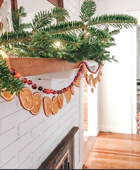 Christmas Citrus Garland, Christmas Fruit Garland, Orange Garland Decor, Yule Mantle Decor, Persimmon Garland, Christmas Decor Windows, Orange And Cranberry Garland, Fruit Garland Christmas, Natural Christmas Garland