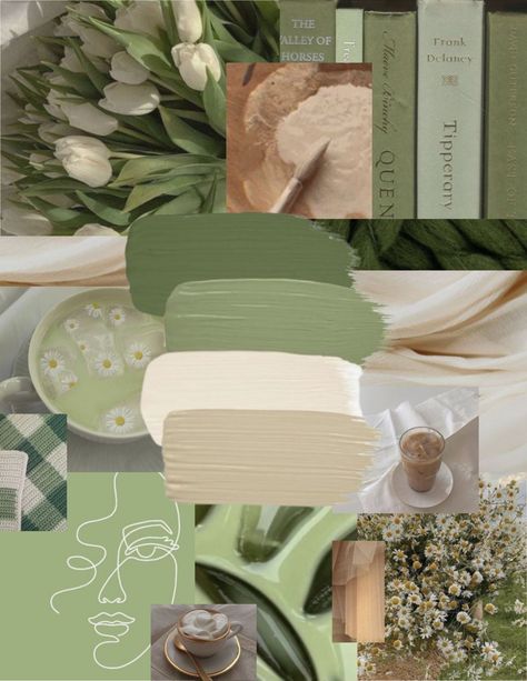 Earth Tone Mood Board, Nature Mood Board, Beige Mood Board, Brown Mood Board, Green Kitchen Aesthetic, Green Branding, Green Kitchen Decor, Beige Room, Green Oasis