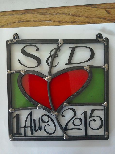 Wedding gift Stained Glass Wedding Gift Patterns, Stained Glass Wedding Gift Ideas, Wedding Stained Glass Ideas, Stained Glass Wedding Gift, Stained Glass Wedding, Glass Photo Frames, Glass Picture Frames, Stained Glass Patterns Free, Stained Glass Decor