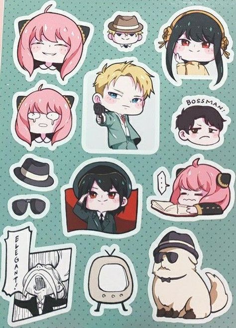 Anime Character Names, Cute Eyes Drawing, Desain Buklet, Family Stickers, Anime Printables, Scrapbook Stickers Printable, Anime Crafts, Anime Family, Chibi Drawings