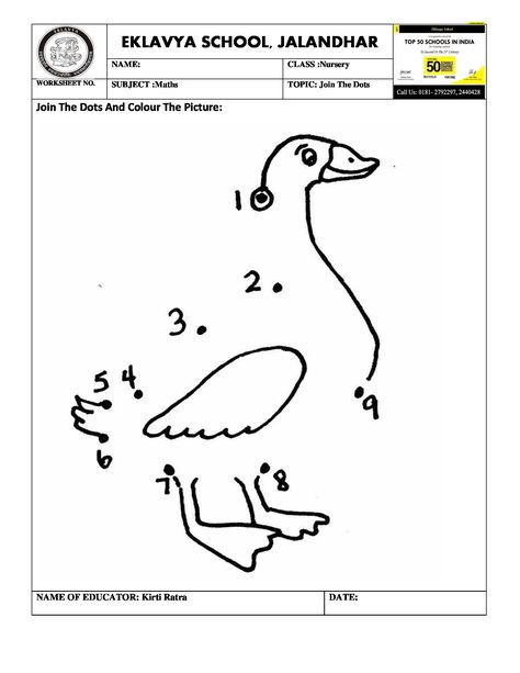 Worksheet Join The Dots Joining Numbers Worksheet, Join Dots Worksheets, Joining Dots Worksheet For Preschoolers, Pre Primary Worksheet, Join The Dots Worksheets For Kids, Joining Dots, Primary Worksheets, Easy Math Worksheets, Join The Dots