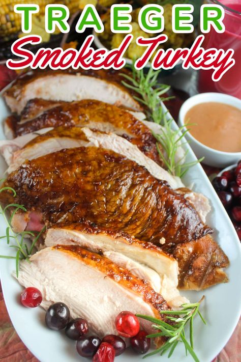 Traeger Smoked Turkey Breast Traeger Smoked Turkey, Smoked Turkey Breast Recipe, Turkey And Dumplings, Thawing Turkey, Juicy Turkey, Smoked Turkey Recipes, Smoked Turkey Breast, Turkey Brine, Thanksgiving Friendsgiving