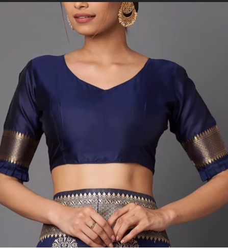 Dark Blue Blouse Designs, Navy Blue Blouse Designs, Blouse Designs For Saree, Navy Blue Saree, Blue Blouse Designs, Dark Blue Blouse, Boat Neck Blouse Design, Boat Neck Blouse, Navy Blue Blouse