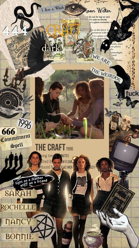 Movie Wallpapers Collage, The Craft Wallpaper Iphone, The Craft 1996 Aesthetic, Witch Collage Wallpaper, The Craft Wallpaper, The Craft Aesthetic, Witchcraft Wallpaper, Craft Wallpaper, Craft Aesthetic