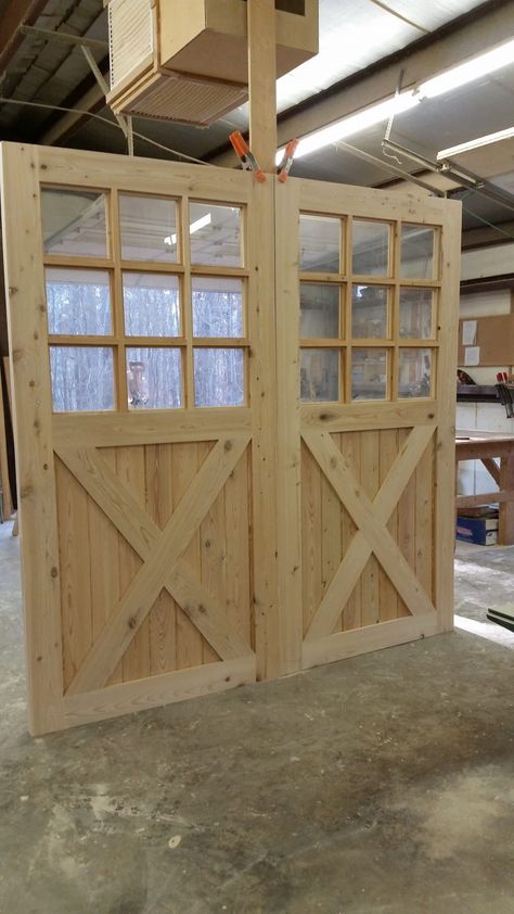 Work Shop Photos - American Carriage Door Carriage Doors Diy, Carport Addition, Doors Diy, Carriage Doors, Square Windows, Shop Doors, House Planning, Shed Doors, Overhead Door