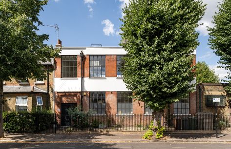 A former East London school block is now a dramatic, light-filled home - The Spaces Scandinavian Cafe, Warehouse Windows, Metal Handrails, London School, Architectural Design Studio, Large Hallway, Steel Windows, London Property, House Photography