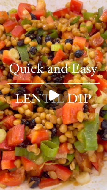 Andrea | Health & Wellness on Instagram: "This lentil dip is SO GOOD, easy to make and healthy😋

It is the perfect dish to bring to a party or get together and I PROMISE everyone will be asking for the recipe before you leave.

Dressing
1/3 cup of olive oil
1/4 cup of red wine vinegar
1 tbsp of dijon mustard
1/2 tsp cumin
1/2 tsp cinnamon
1 tsp curry
Pinch of cloves
2-3 tbsps of maple syrup 

Salad:
1 can of yellow lentils (rinsed well)
1 red pepper (chopped small)
1 cup of dried black currants
2 green onions (chopped small)
  
Whisk and pour dressing over the salad and marinate for 24 hours.

Serve with Tostito Scoops.

I am telling you run don’t walk to try this recipe and thank me later 😉

Make sure to follow @andrea.k.young for more simple healthy recipes 
.
.
.
#healthyfood #healthy Lentil Dip Recipe, Man Meals, Lentil Dip, Lentil Recipes Healthy, Red Pepper Dip, Simple Healthy Recipes, Yellow Lentils, Vegetarian Sides, Lentil Salad