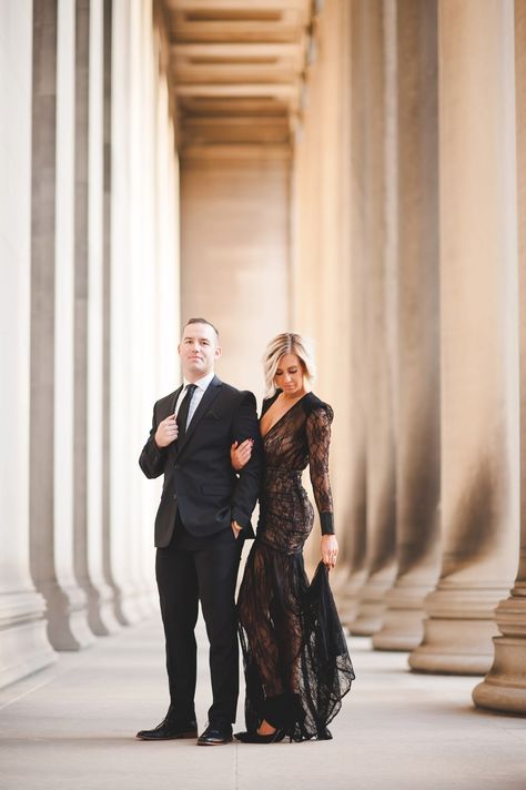 Sexy City Engagement Session from Palermo Photography featured on Burgh Brides Formal Wear Couple Photography, Fancy City Engagement Photos, Formal Couple Photoshoot Ideas, Formal Couple Photoshoot Outdoor, Formal Couple Photoshoot, Formal Couple, Anniversary Photoshoot, Classy Couple, Couples Photo