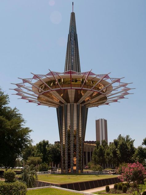 Oral Roberts University Tulsa Time, Oral Roberts University, College Vision Board, Tulsa Oklahoma, Place Of Worship, Space Needle, Space Age, Building Design, Midcentury Modern