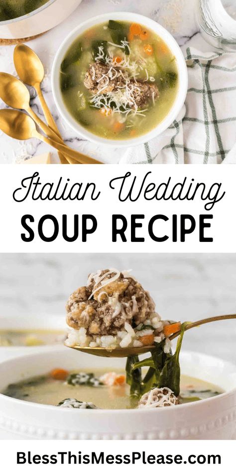 Italian Wedding Soup Wedding Soup Italian, Easy Italian Wedding Soup, Wedding Soup Recipe, Soup Italian, Onion Flakes, Italian Wedding Soup Recipe, Baked Chicken Meatballs, Chicken Meatball Recipes, Healthy Italian