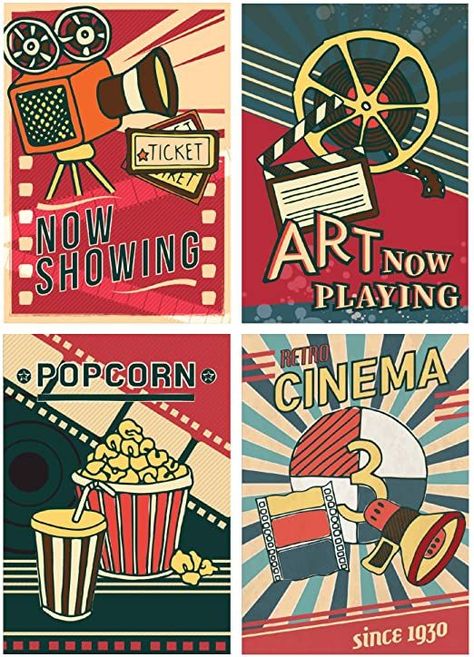 Movie Night Poster, Theatre Drawing, Room Movie, Theater Room Decor, Movie Theater Decor, Movie Night Decorations, Theater Decor, Movie Room Decor, Home Theater Decor