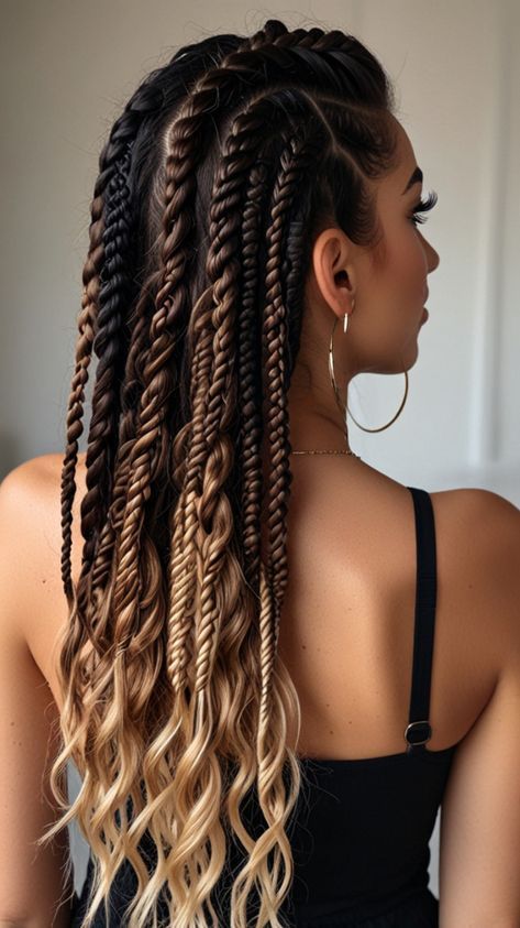 On The Side Hairstyles, Goddess Braids With Curls, Side Curls Hairstyles, White Girl Braids, Side Curls, Big Box Braids Hairstyles, Goddess Braids Hairstyles, Curls Hairstyles, Dreadlock Styles