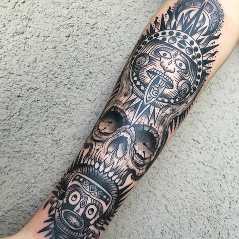 sleeve Aztec Tattoos Sleeve, Underarm Tattoo, Mayan Tattoos, Aztec Tattoos, Aztec Tattoo Designs, Forarm Tattoos, Aztec Tattoo, Leg Tattoo Men, Tattoo Style Drawings