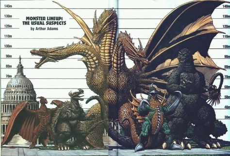 The line up Giant Monster Movies, Kong Godzilla, Godzilla 2014, Space Ghost, Godzilla Wallpaper, Kaiju Art, Giant Monsters, Kaiju Monsters, Godzilla Vs