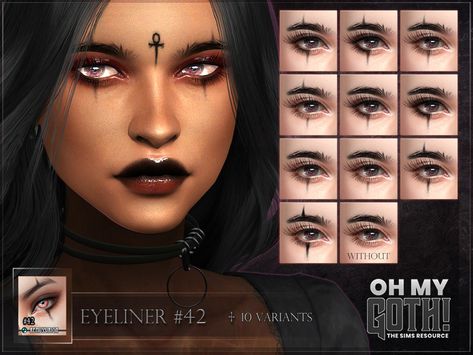 Sims 4 Emo Eyeliner, Eyeliner Sims 4 Cc, Eyeliner Sims 4, Gothic Eyeliner, Egyptian Eyeliner, Emo Eyeliner, Goth Eyeliner, Ts4 Makeup, Sims 4 Cc Goth