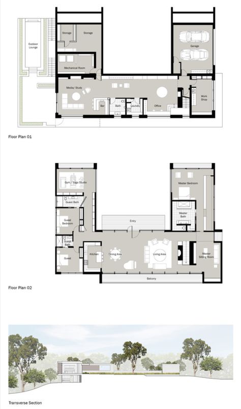 U Shaped Building, Functional House Plans, U Shaped House Plans, U Shaped Houses, Shaped House, Gable House, Courtyard House Plans, Simple House Design, Architectural Floor Plans